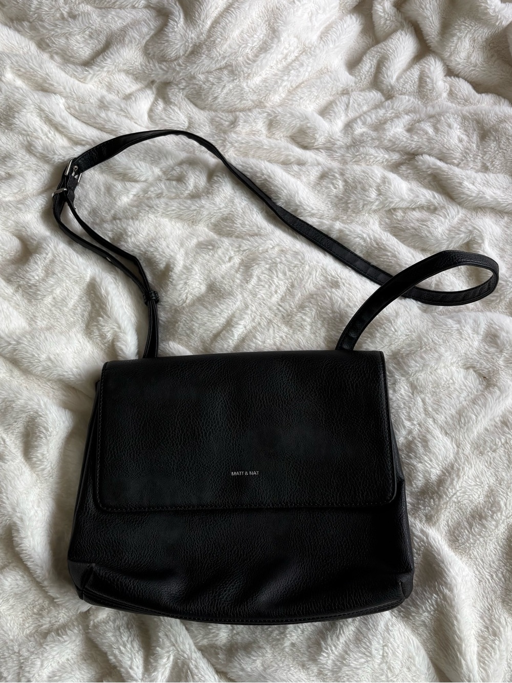 Matt & Nat Black Vegan Leather Crossbody Messenger